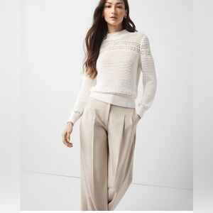 White House Black Market Mixed Stitch Mock Neck Sweater